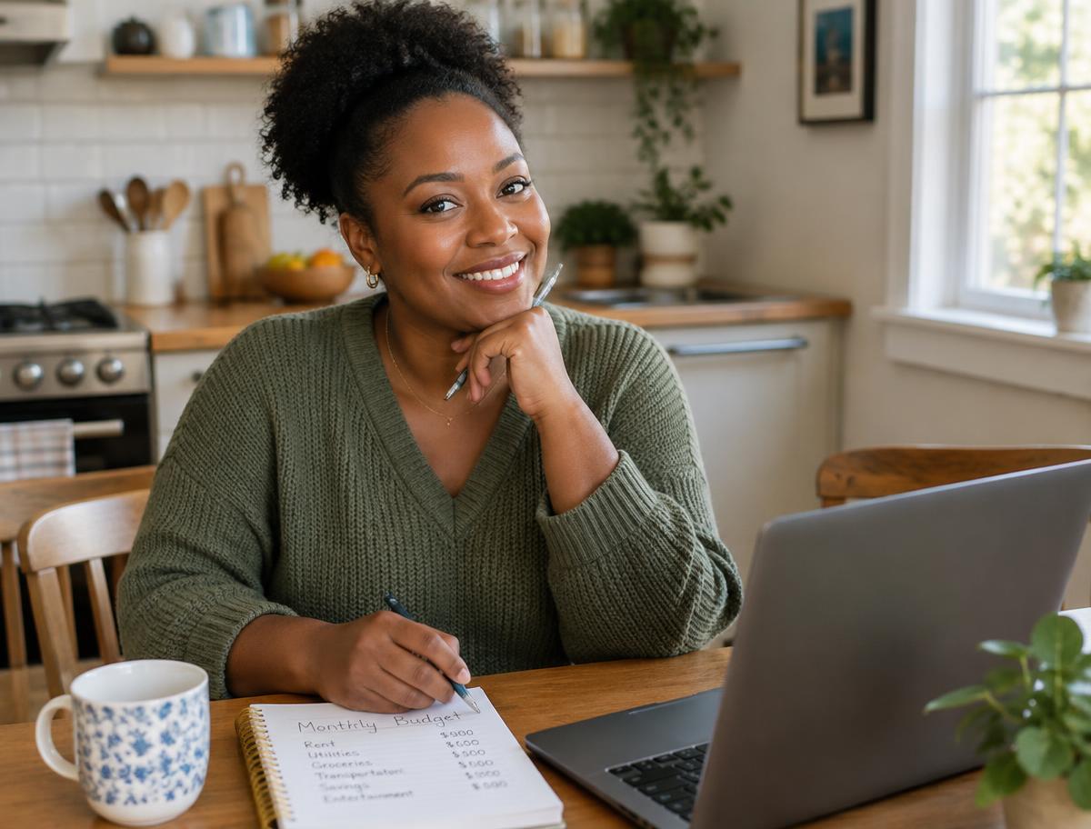 Woman planning her budget